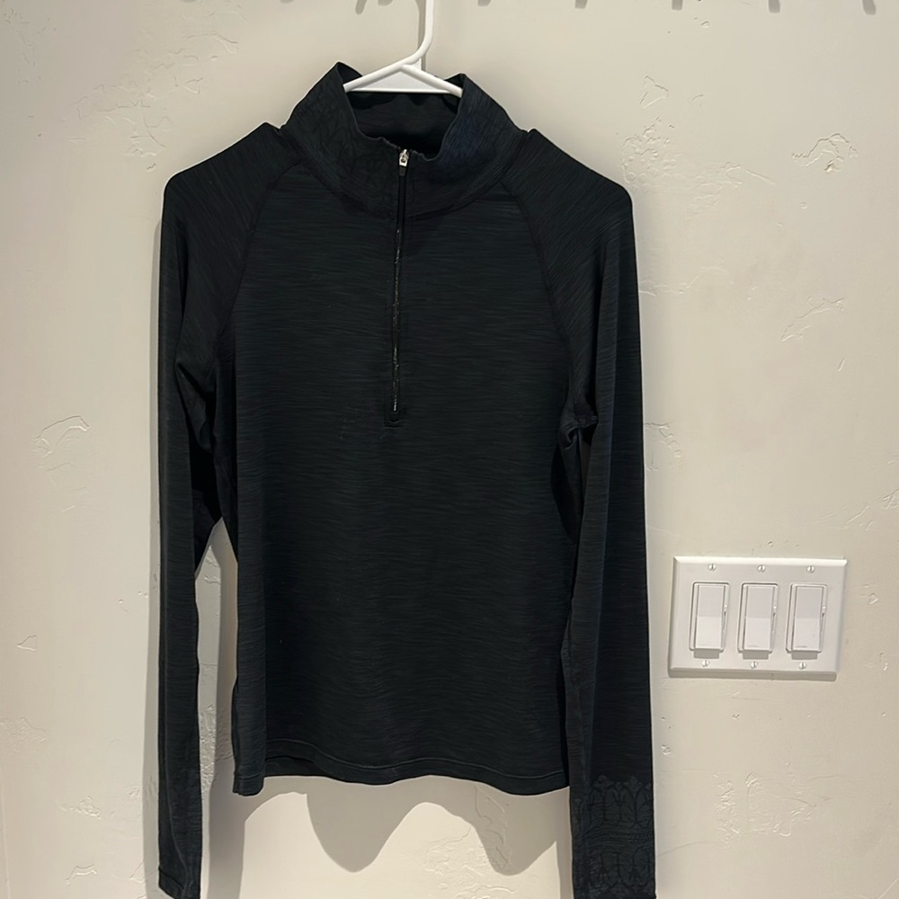 Prana quarter zip long sleeve athletic pullover. Black/Gray. Large.